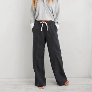 Aerie Me-Day Tie Waist Pant - Charcoal Gray